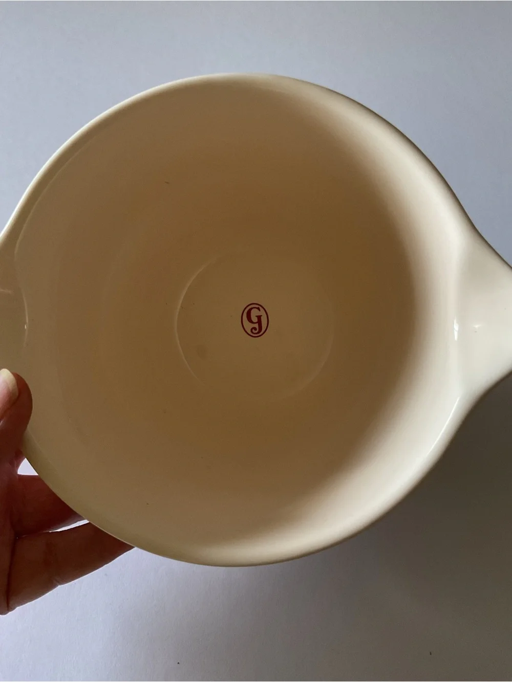 GREAT JONES STIR CRAZY CERAMIC MIXING BOWL RED WAVE PATTERN NWOT
